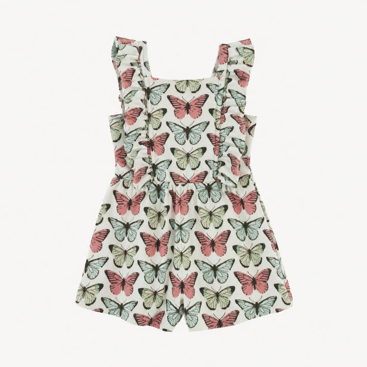 PREORDER pinafore ruffle romper | butterflies | modal