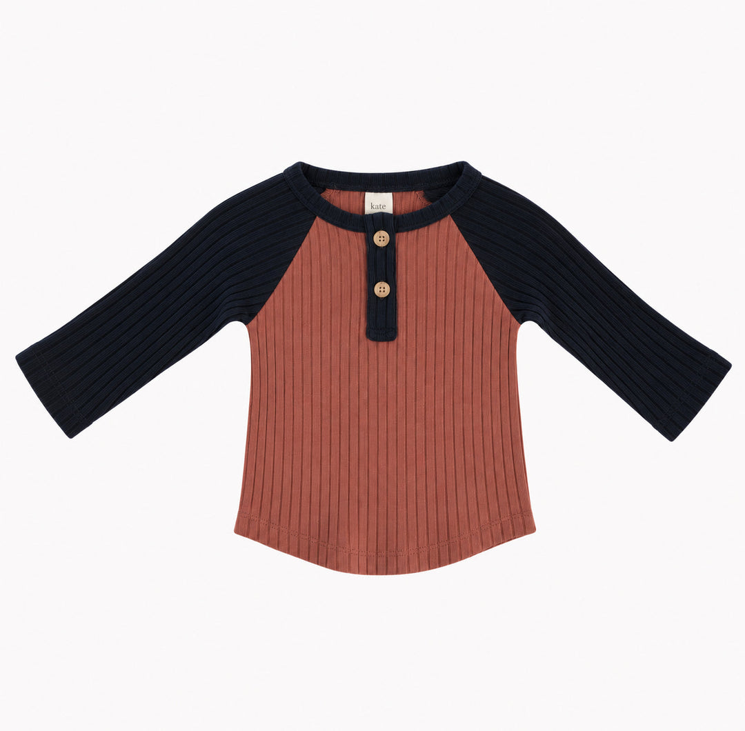 PREORDER long sleeve baseball henley tee | patina | organic cotton wide rib