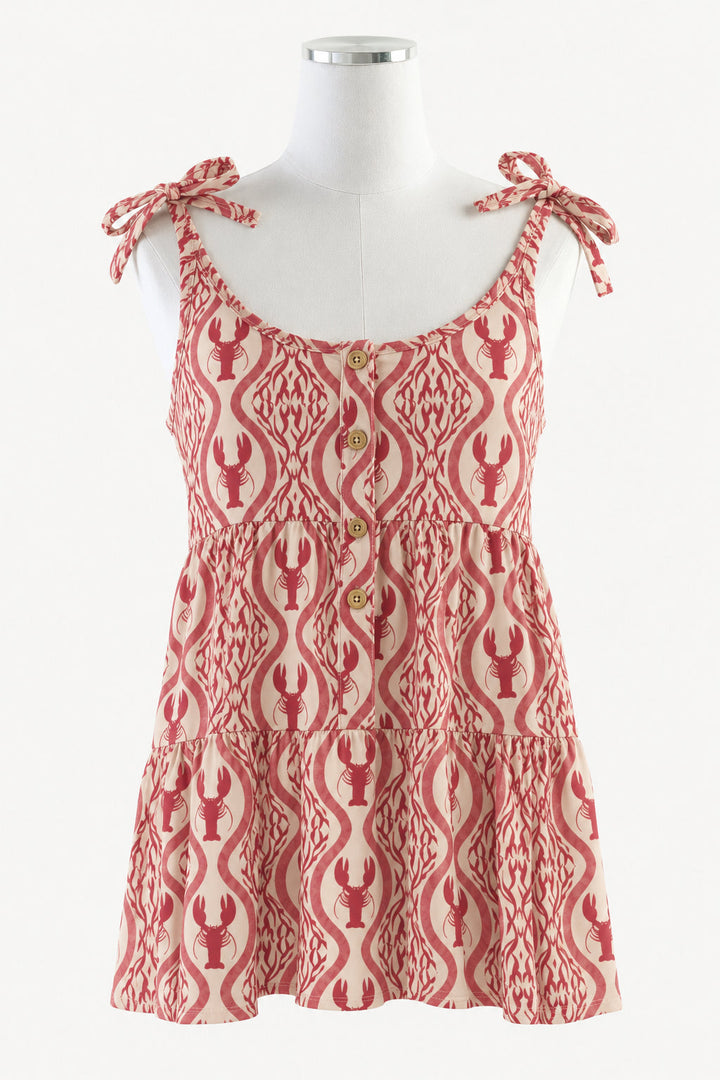 PREORDER womens spaghetti tie prairie top | lobster baroque | modal