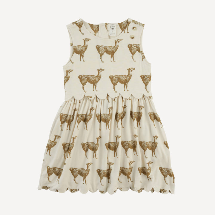 sleeveless scallop dress | fennel llama | bamboo
