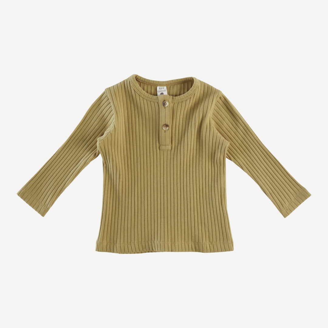 long sleeve basic henley tee | fennel | organic cotton wide rib