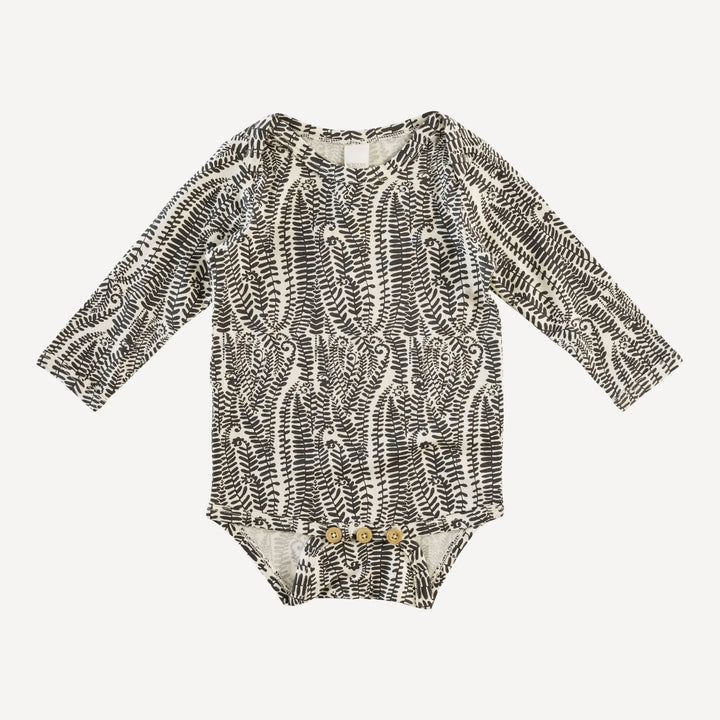 long sleeve lap neck bodysuit | fern frond | modal