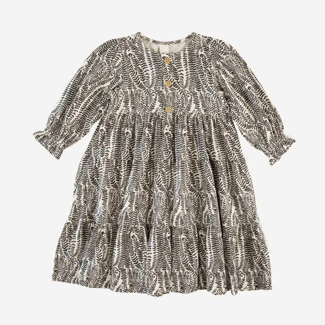 long sleeve prairie dress | fern frond | modal