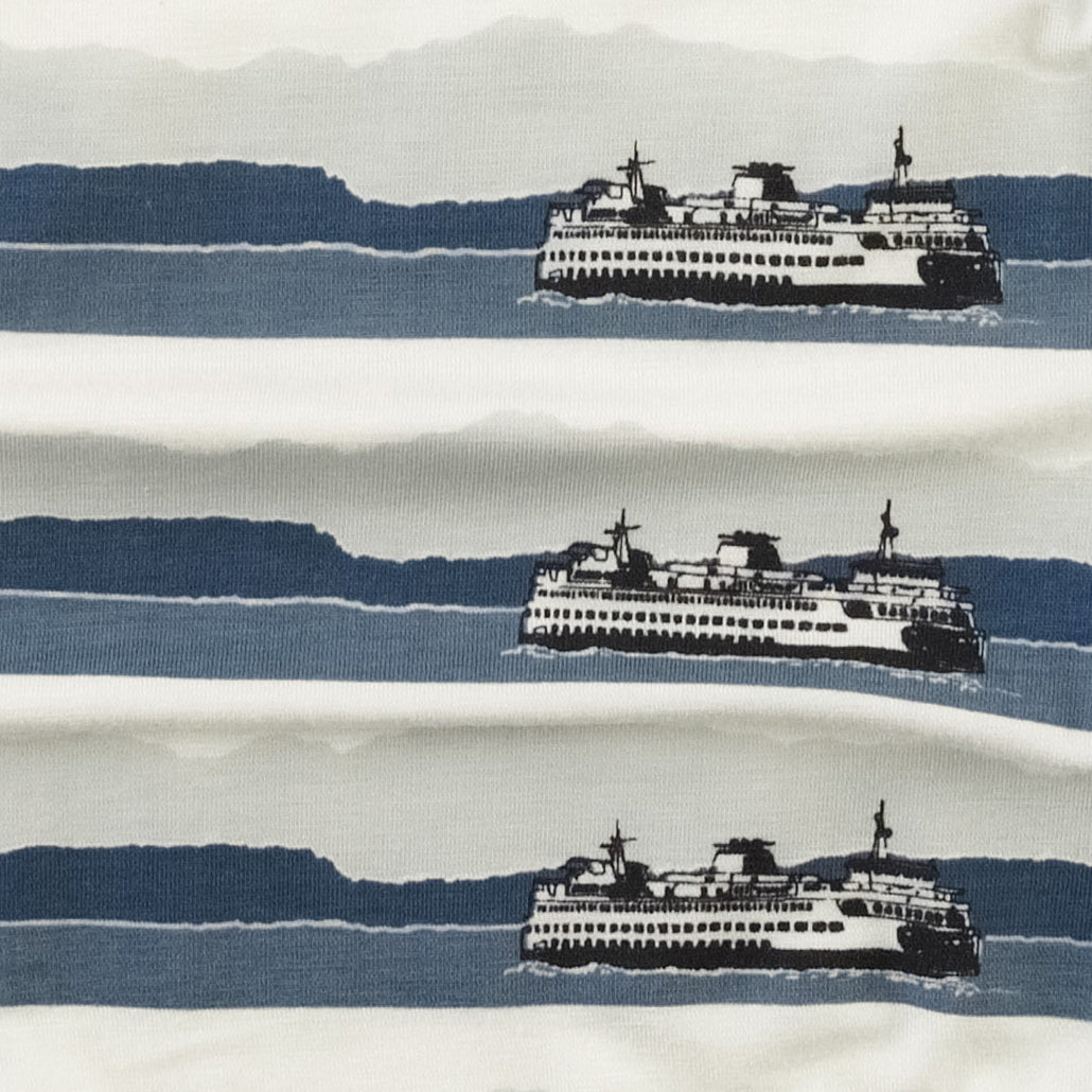 short sleeve boxy topstitch tee + relaxed short set | ferry boat | bamboo