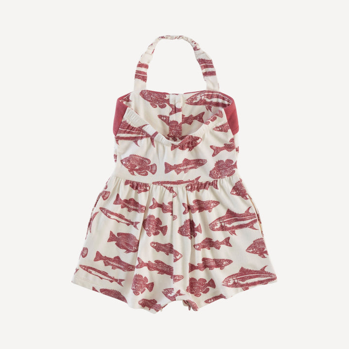 folded collar halter shortie | fish | bamboo