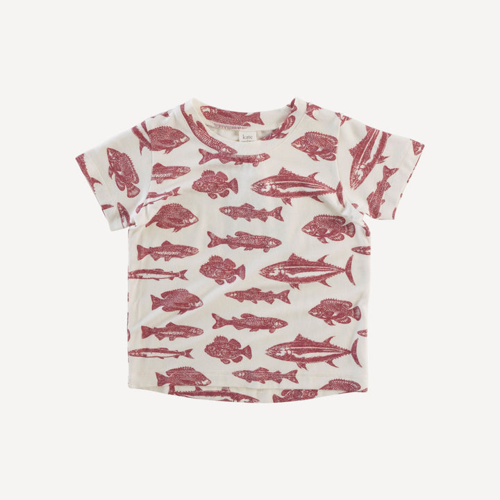 short sleeve essential boxy tee | fish | bamboo
