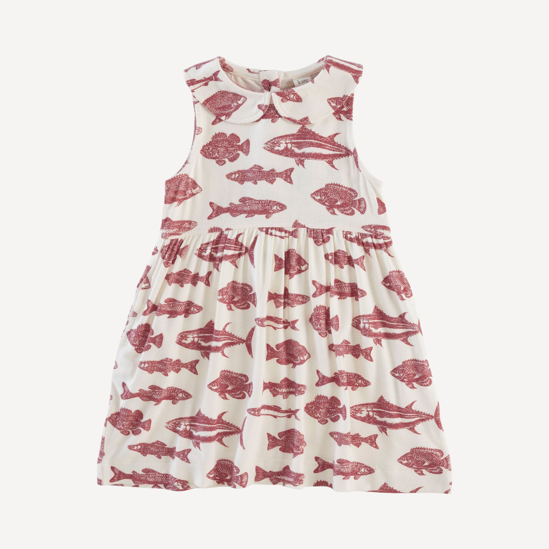 sleeveless peter pan dress | fish | bamboo