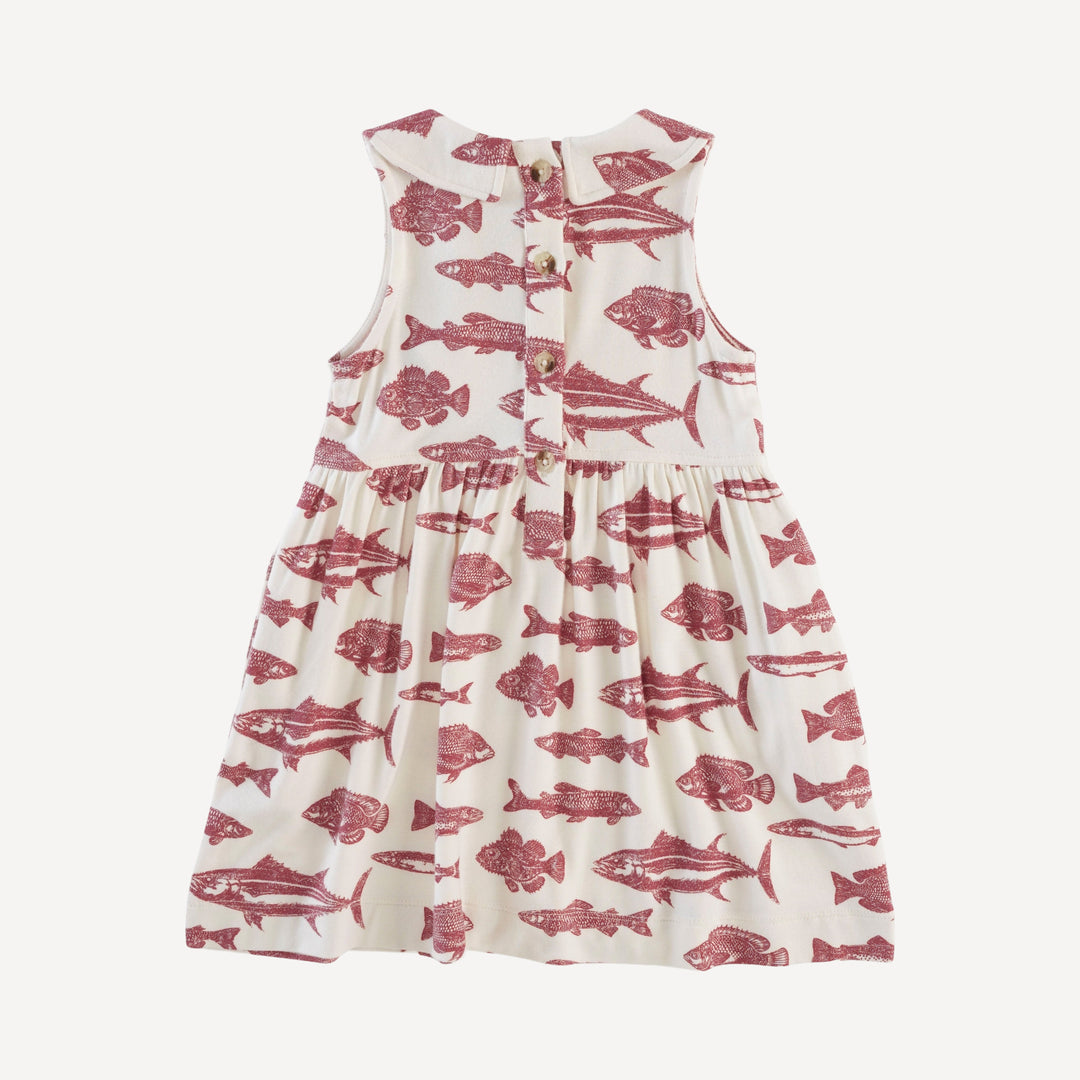 sleeveless peter pan dress | fish | bamboo