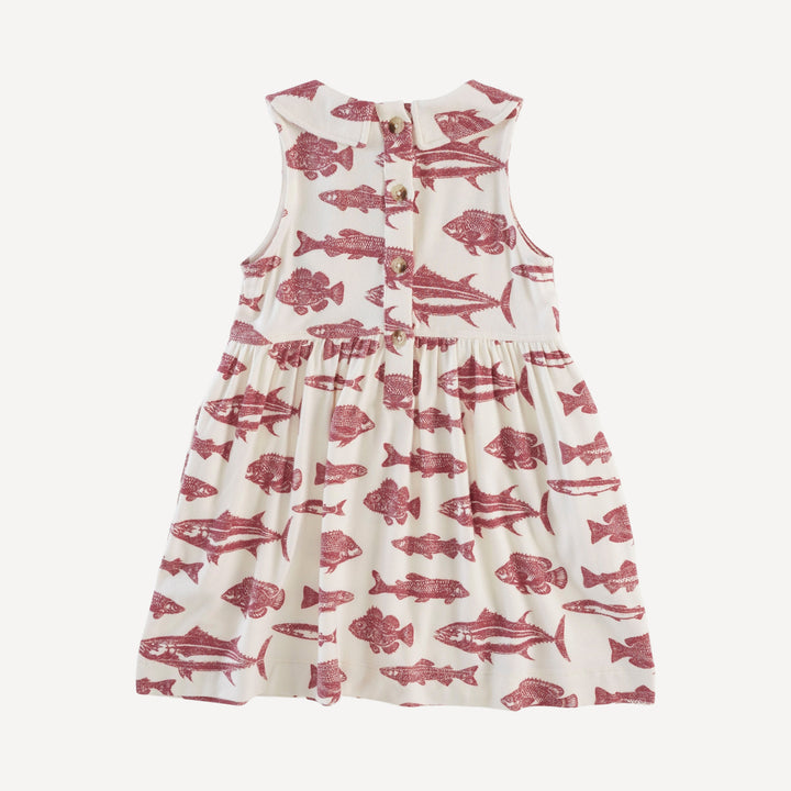 sleeveless peter pan dress | fish | bamboo