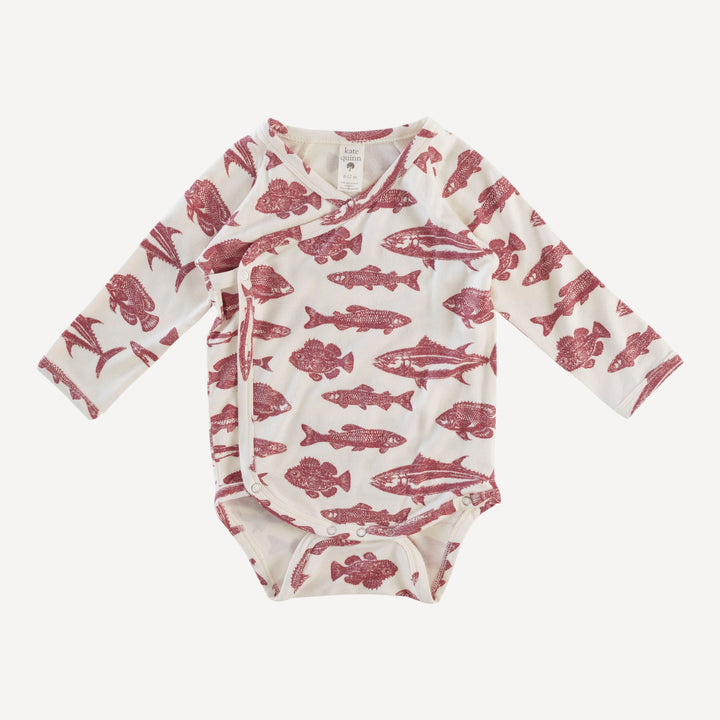 long sleeve wrap bodysuit | fish | bamboo