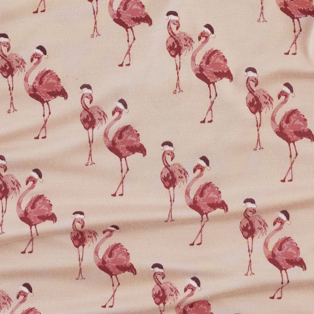 long sleeve two way zipper footie | flamingo santa | bamboo