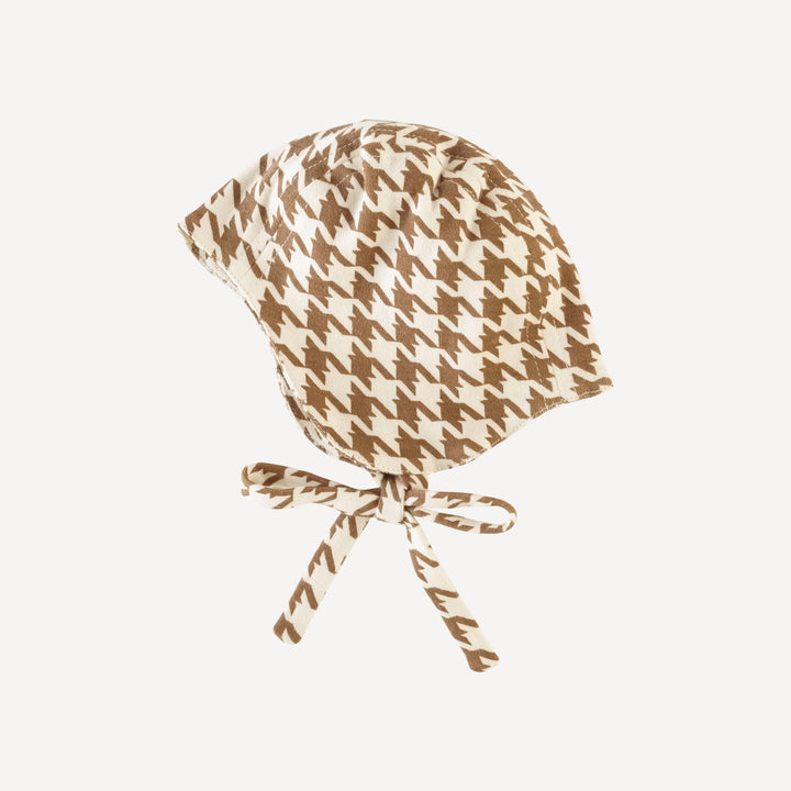 flight hat | chocolate houndstooth | organic cotton interlock
