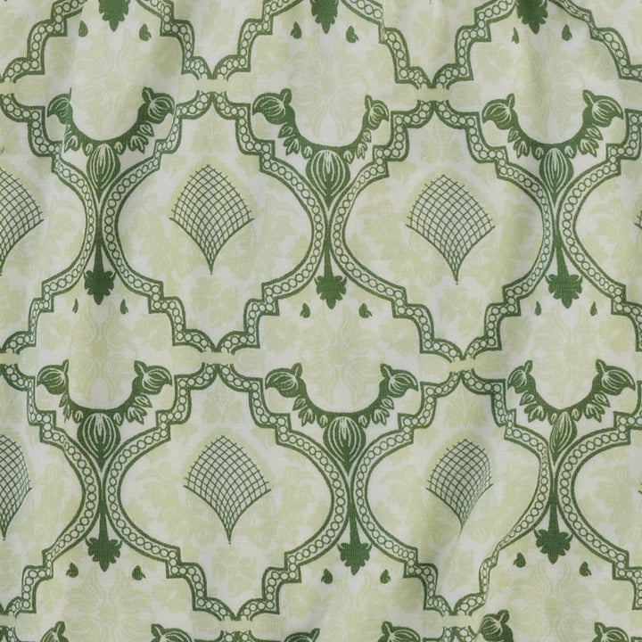 big ruffle bonnet | fog green folk floral | bamboo