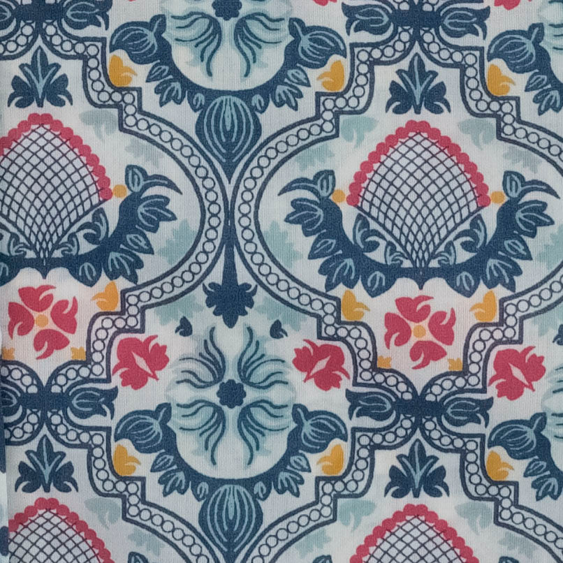 half sleeve ruby dress | denim folk floral | organic cotton woven
