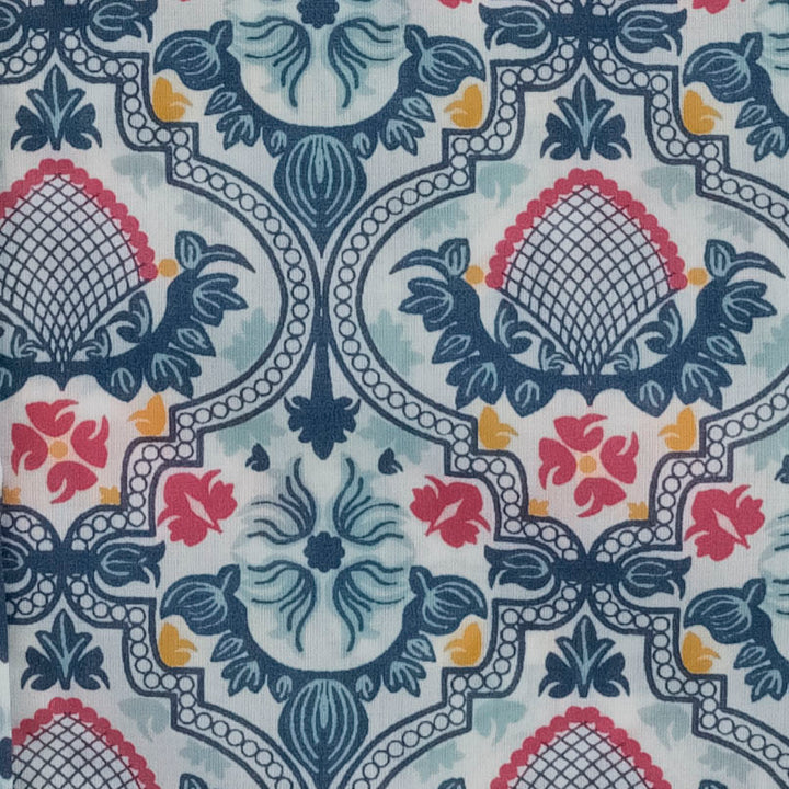 half sleeve ruby dress | denim folk floral | organic cotton woven