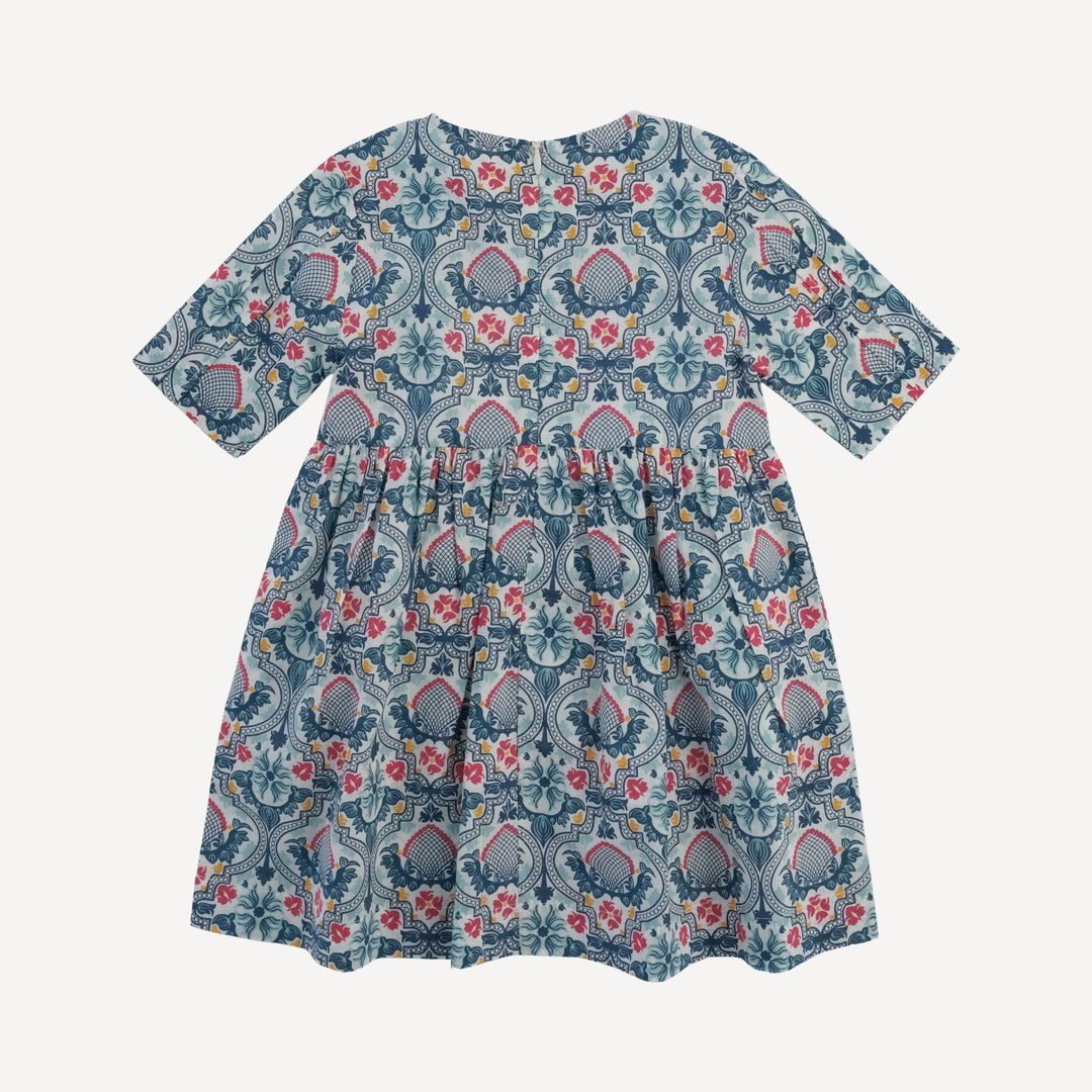 half sleeve ruby dress | denim folk floral | organic cotton woven