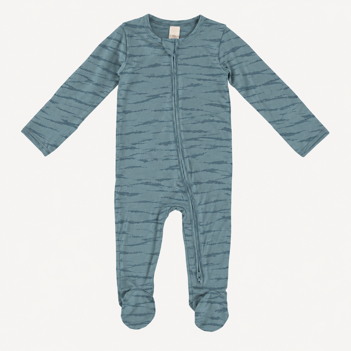 PREORDER long sleeve two way zipper footie | arctic wave shibori | modal