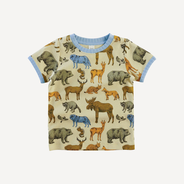 ringer tee | forest animals | organic cotton interlock