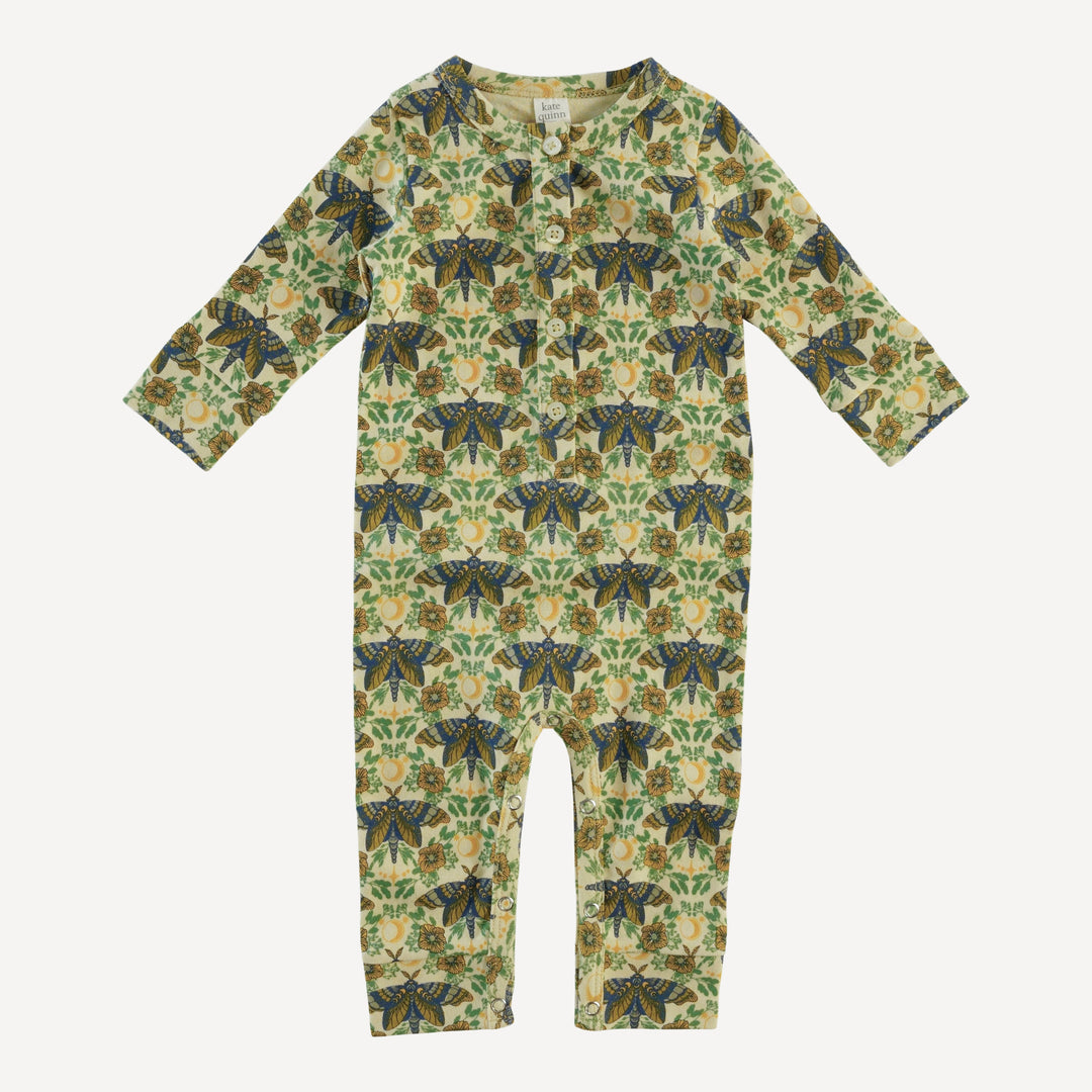 long sleeve sport union suit | forest butterfly | organic cotton interlock