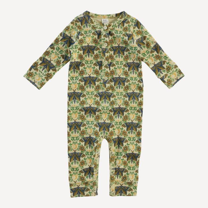 long sleeve sport union suit | forest butterfly | organic cotton interlock