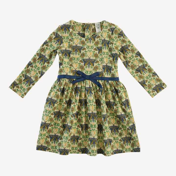 long sleeve skinny bow dress | forest butterfly | organic cotton interlock