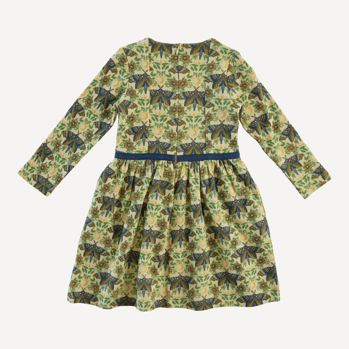 long sleeve skinny bow dress | forest butterfly | organic cotton interlock