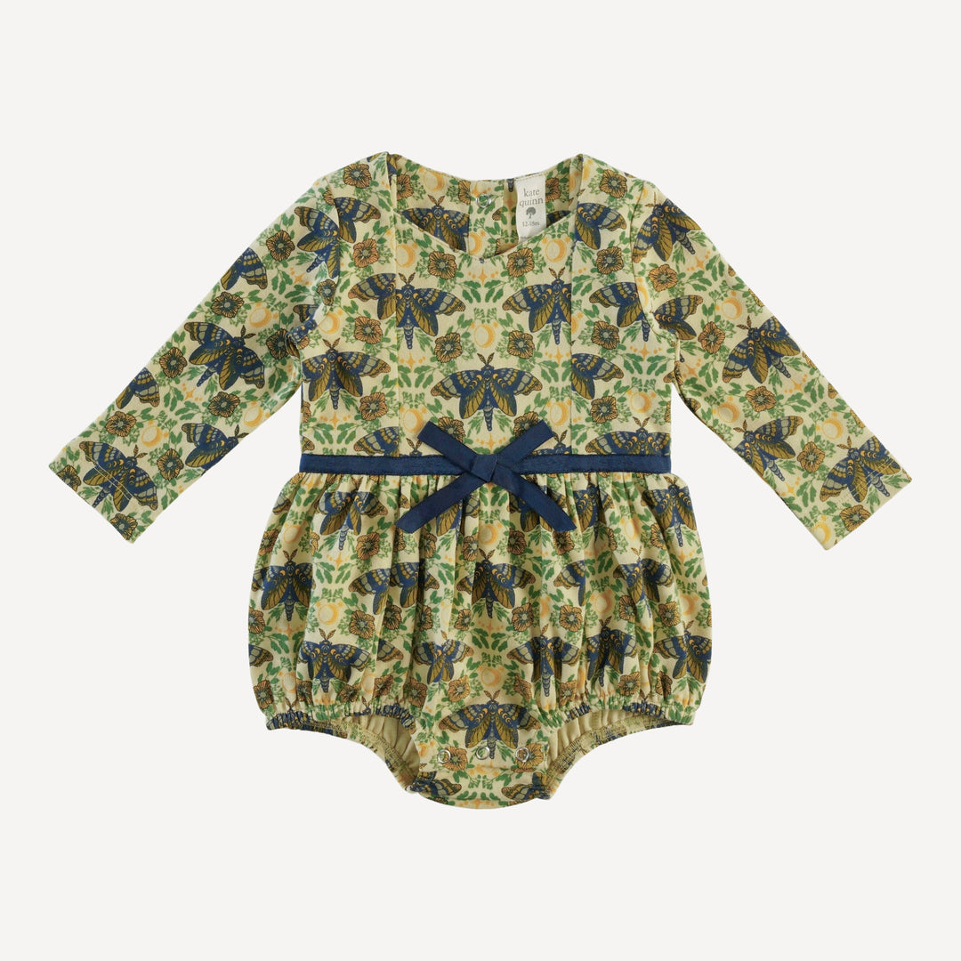 long sleeve skinny bow bubble | forest butterfly | organic cotton interlock