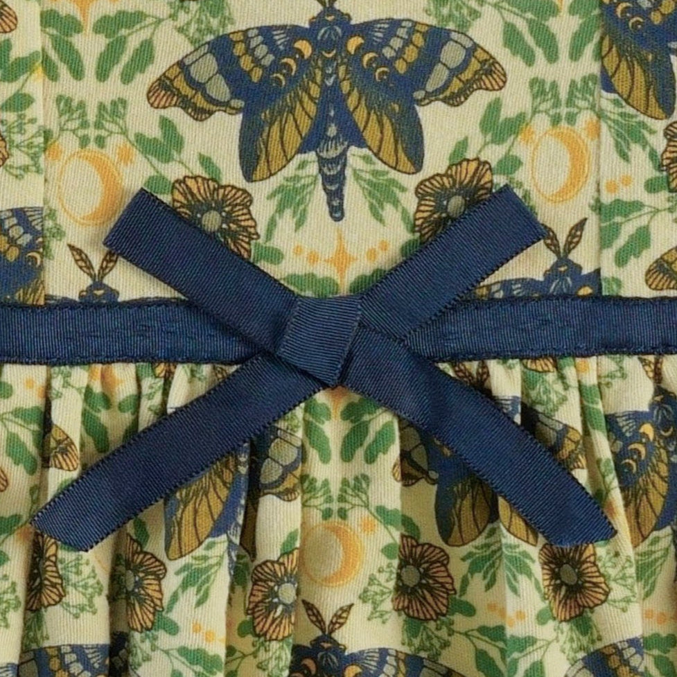 long sleeve skinny bow dress | forest butterfly | organic cotton interlock