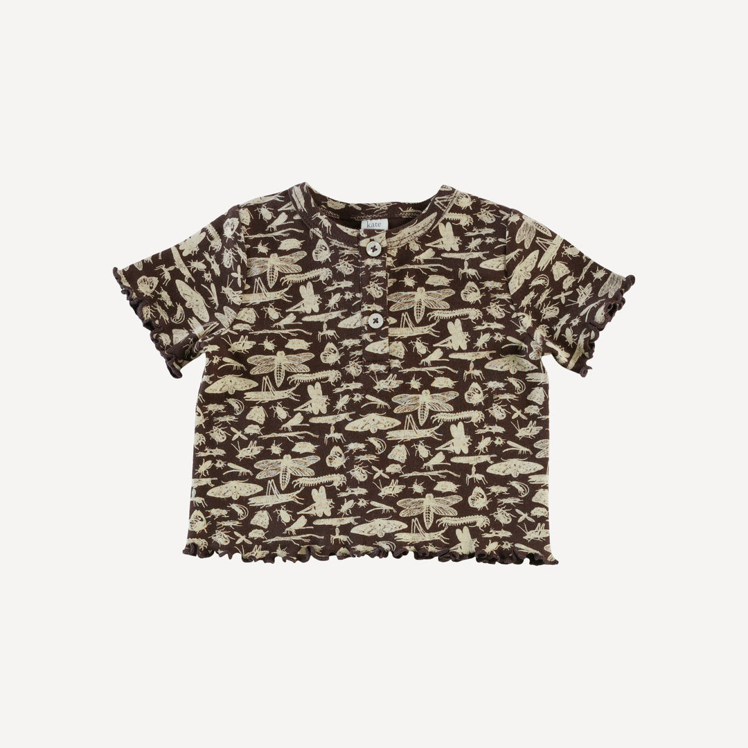 short sleeve henley lettuce flare set | forest insects | organic cotton interlock