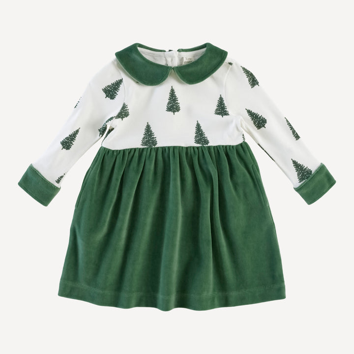 long sleeve peter pan party dress | forest pine | organic cotton single rib