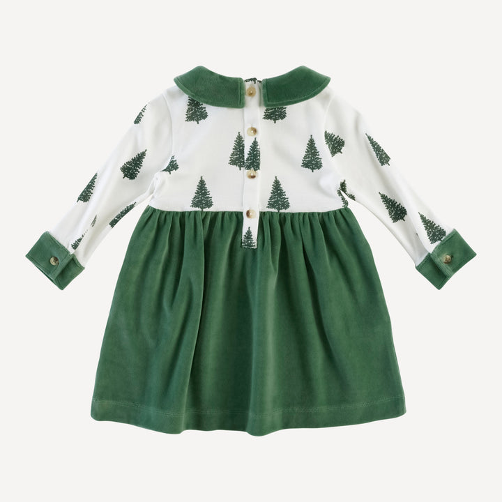 long sleeve peter pan party dress | forest pine | organic cotton single rib