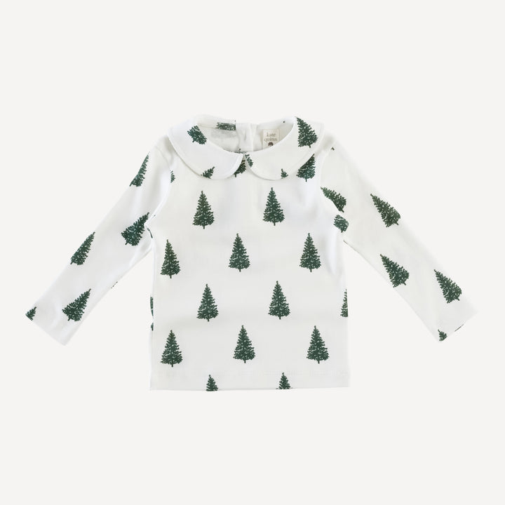 long sleeve peter pan tee | forest pine | organic cotton single rib