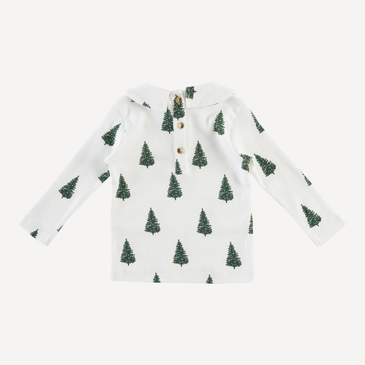 long sleeve peter pan tee | forest pine | organic cotton single rib