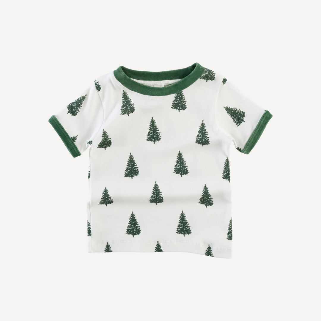 short sleeve ringer tee | forest pine | organic cotton single rib