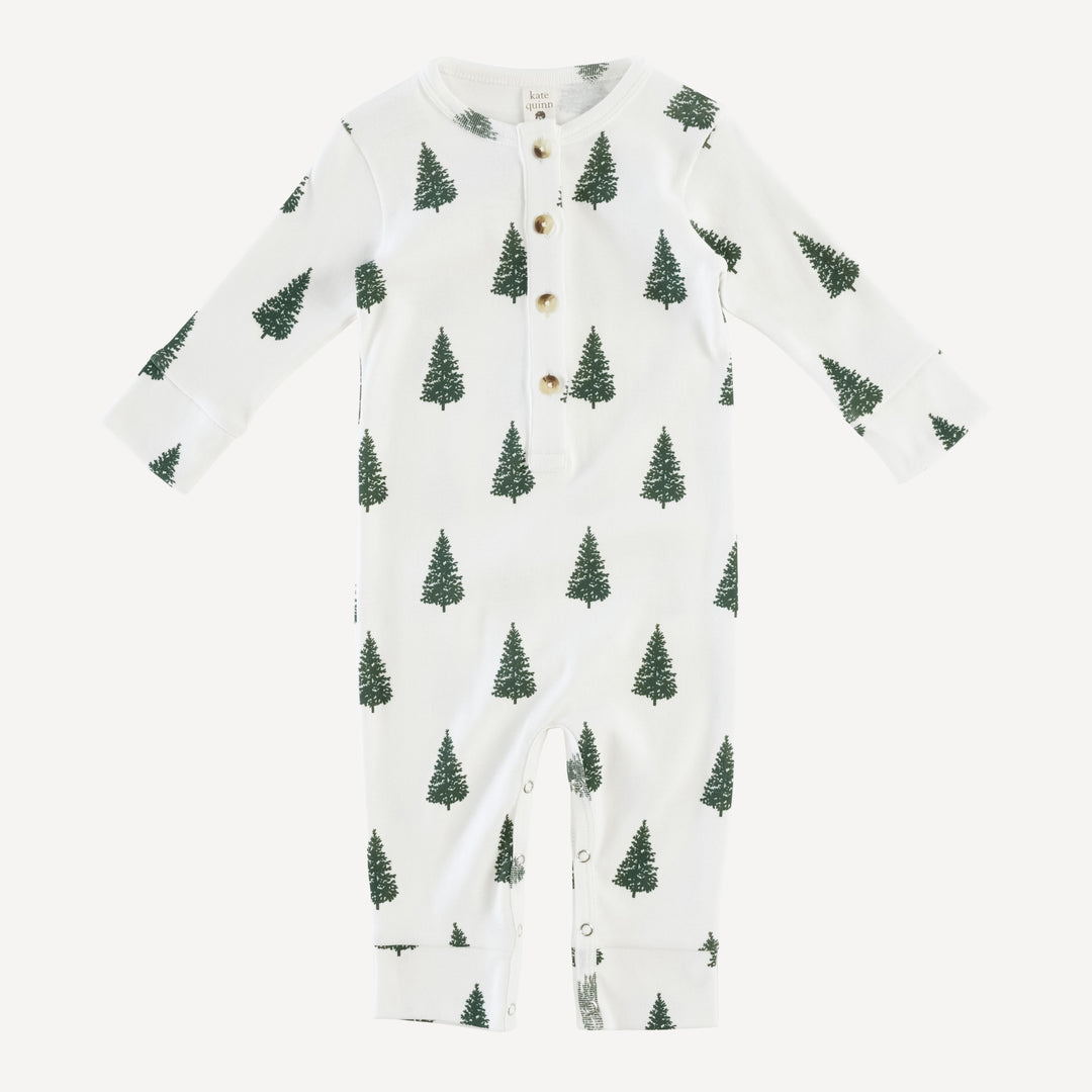 long sleeve sport union suit | forest pine | organic cotton single rib