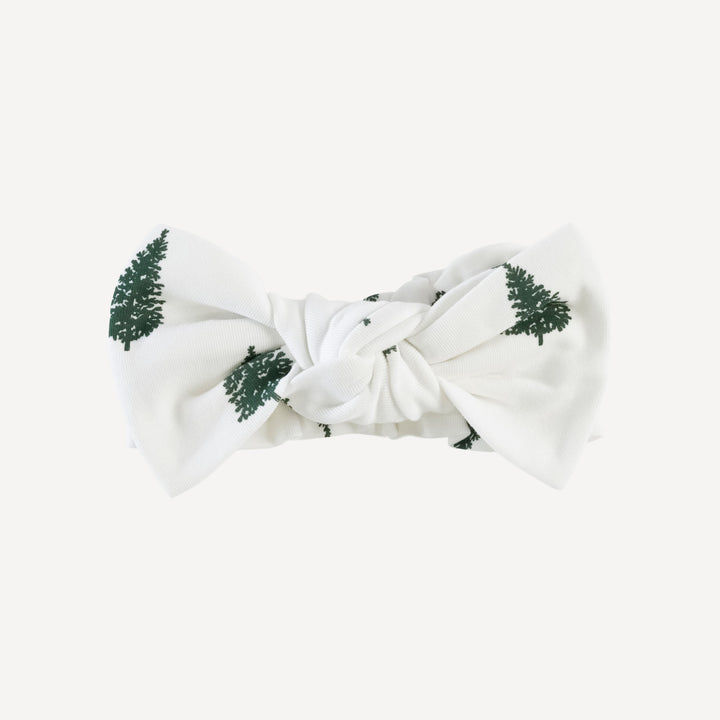 large bow elastic headband | forest pine | organic cotton single rib