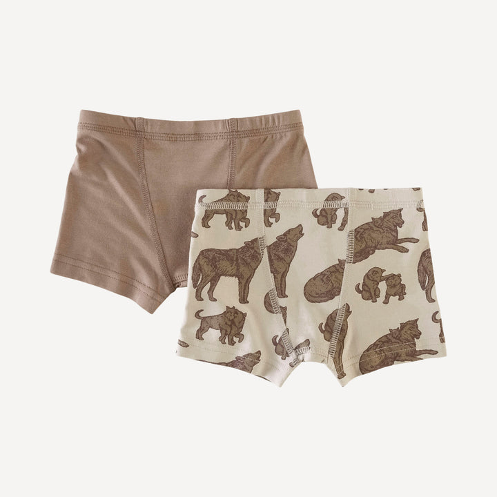 boxer set of 2 | forest wolf family | bamboo