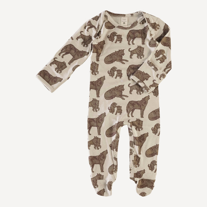long sleeve lap neck footie | forest wolf family | bamboo