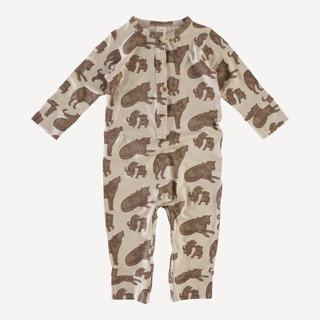 long sleeve sport union suit | forest wolf family | bamboo