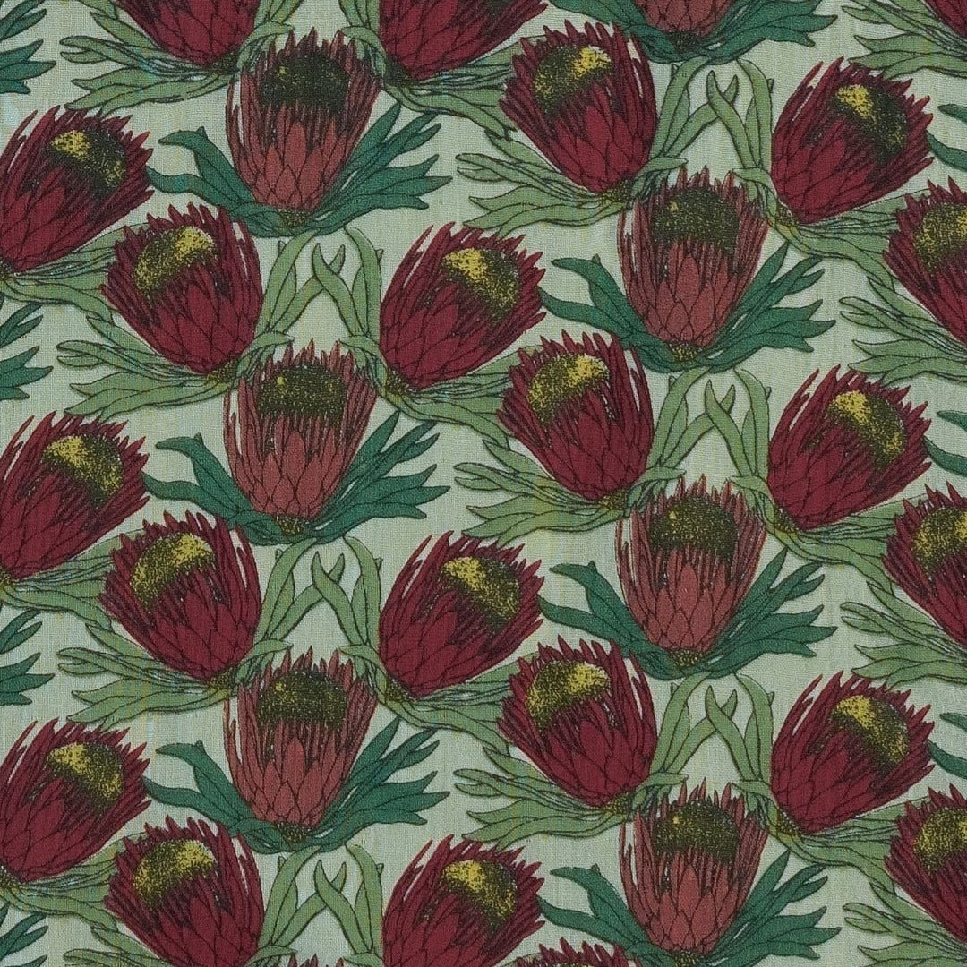 short puff sleeve prairie top | large proteas | organic cotton gauze