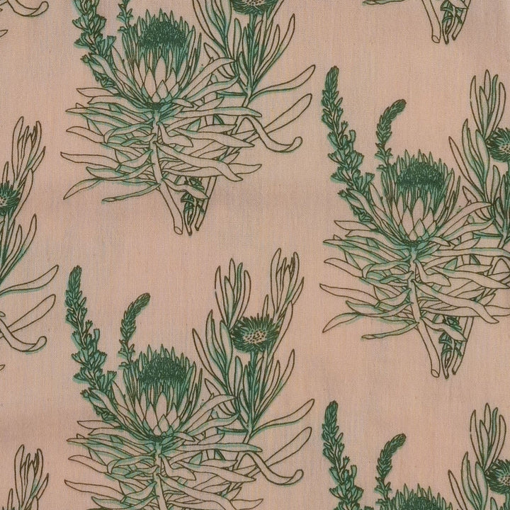 short puff sleeve prairie top | green proteas | organic cotton gauze