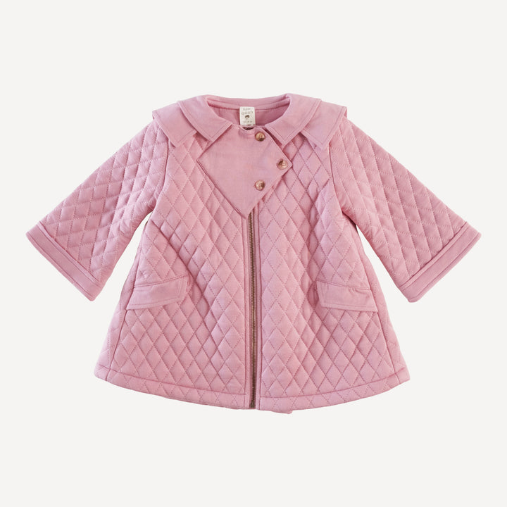 quilted diamond yoke double collar jacket | foxglove | bamboo