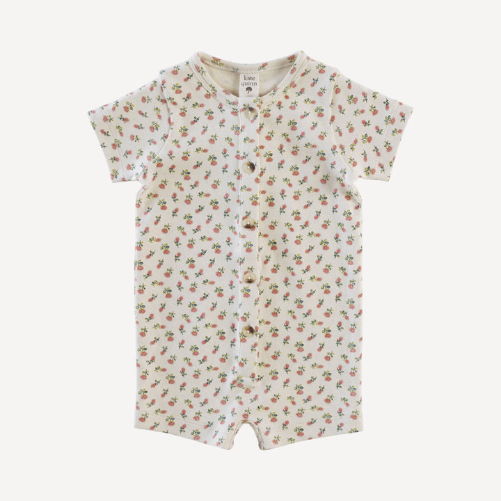 short sleeve button shortie | french rose bud | organic cotton interlock