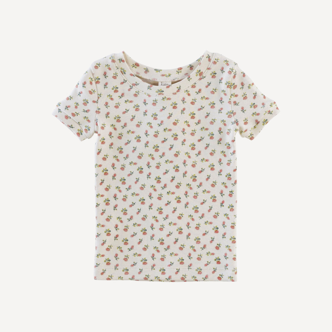 short sleeve crew neck shortie pj set | french rose bud | organic cotton interlock