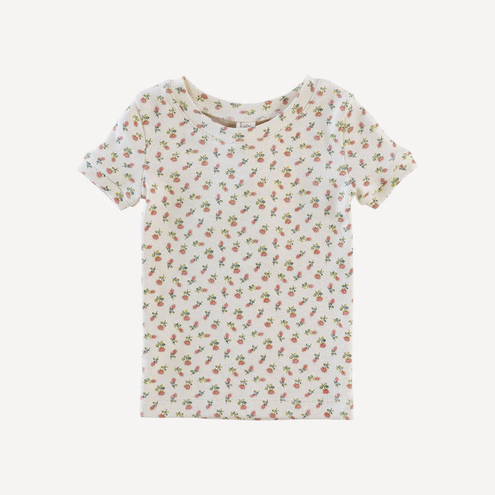 short sleeve crew neck shortie pj set | french rose bud | organic cotton interlock