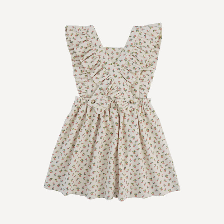 pinafore apron ruffle dress | french rose bud | organic cotton interlock