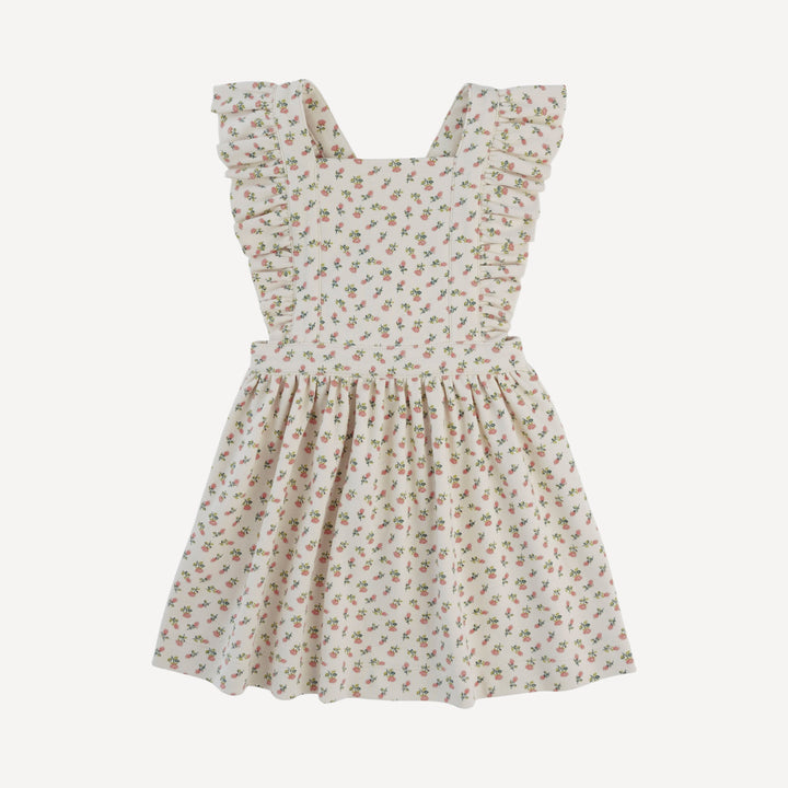 pinafore apron ruffle dress | french rose bud | organic cotton interlock