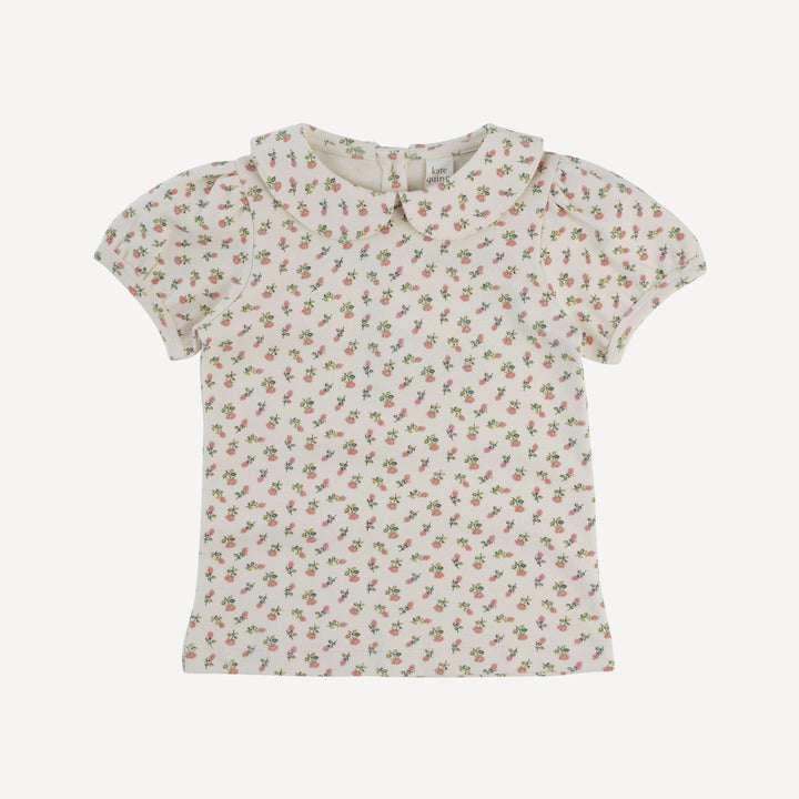 short sleeve peter pan top | french rose bud | organic cotton interlock