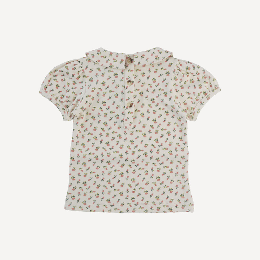 short sleeve peter pan top | french rose bud | organic cotton interlock