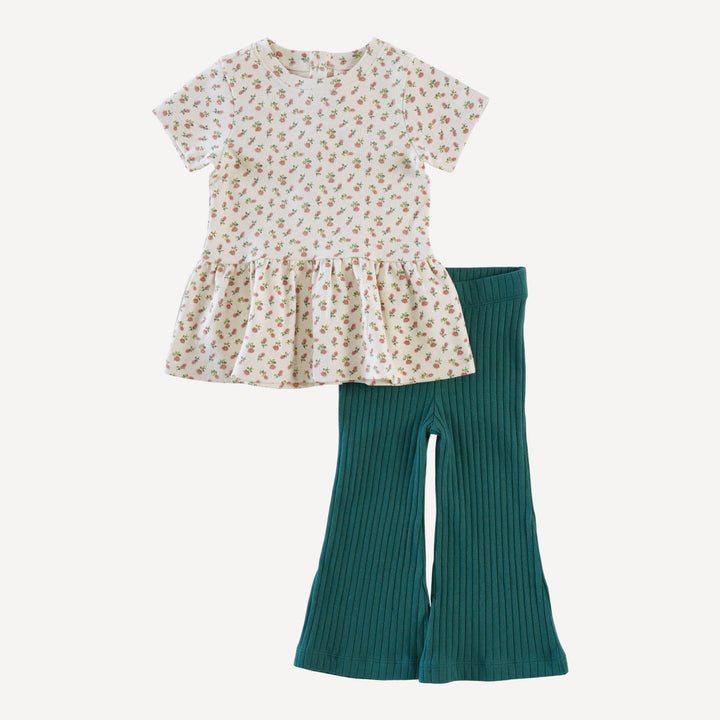 kate flare leg set | french rose bud | organic cotton interlock